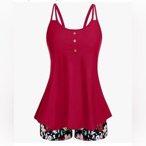 Younique Set of 2 Burgundy Camisole with Button Detail and shorts